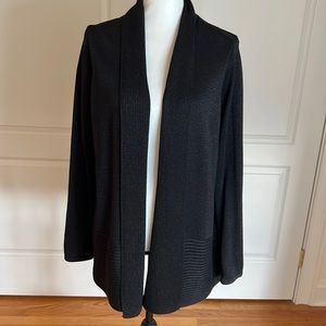 Ribbed trim black shawl collar cardigan with a hint of lurex by Studio Works